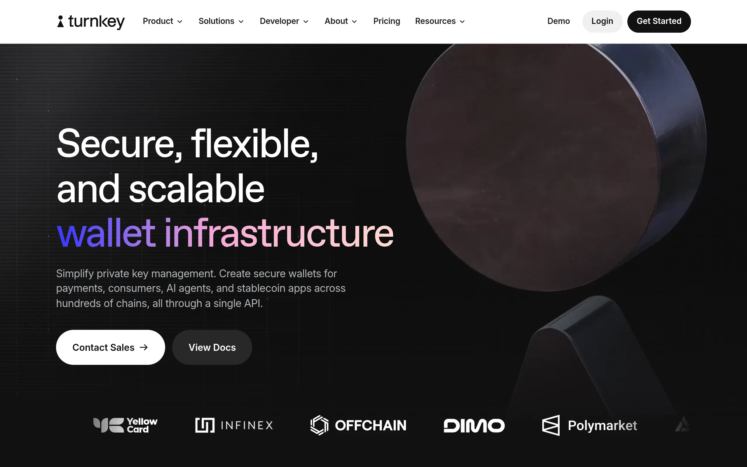 Turnkey, the key-management provider behind Axiom's wallet infrastructure — the layer that makes the non-custodial claim verifiable rather than a marketing line